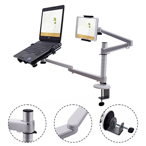 2 in 1 Bodenständer Halterung Ständer Halter Klammer Schwanenhals für Laptop/iPad/Notebook - 3
