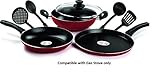 Pigeon By Stovekraft Mio Aluminium Gift Set, Red (8 Pieces)
