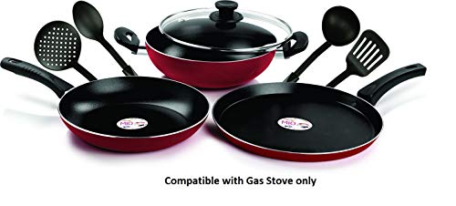 Pigeon By Stovekraft Mio Aluminium Gift Set, Red (8 Pieces)