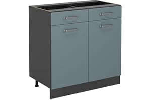 Vicco Mueble bajo de Cocina R-Line, Gris Azulado/Antracita, 80 cm sin encimera