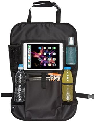 Case4Life Kids Car Seat Organiser Waterproof Back Seat Protectors Kick Mats Universal Fit with Multi Pockets + 10" Tablet/iPad Holder(1 Pack) - Lifetime Warranty