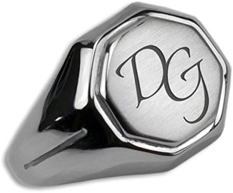 Octagon Signet Ring Stainless Steel with Engraving of your choice Front Matte Personalised Gift