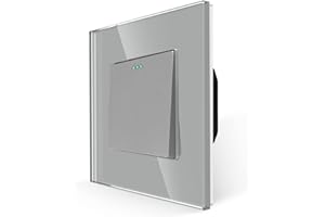 JIMEIDA Przełącznik światła uchylnego, 1-drożny, szklany włącznik światła, szary, podtynkowy, przełącznik ścienny, przełącznik ścienny, przełącznik dźwigienkowy, 10 A, 250 V