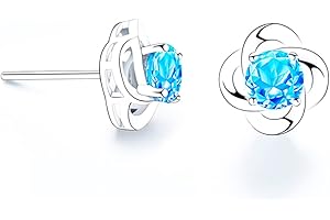 Kamise Femme Parure Argent Fin 925 avec Zirocon Cubique Bleu, Ensemble de Boucles d'oreilles & Collier & Bracelet en Forme de Trèfle, Chaîne Pendentif Hypoallergénique avec Cadeau à Bijoux