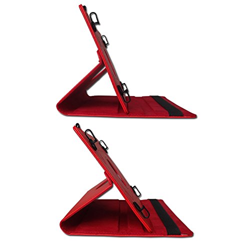 Tablet Schutz Hülle für Vodafone Tab Prime 6 / 7 aus hochwertigem Kunstleder mit Standfunktion 360° Drehbar kombiniert Schutz und Design Cover Case von NAUCI, Farben:Rot - 6