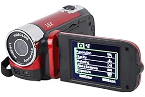 GARSENT Video Camera for Vlogging, 1080P Full HD Camcorder, 16MP 16X Digital Zoom, 2.7in TFT Rotatable Screen, with Fill Light and USB Port, Catch Wonderful Moments (Red)