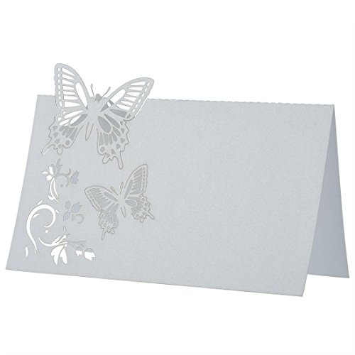 50pcs Tarjeta de Lugar Mesa Mariposa Blanco Decoración para Boda Fiesta