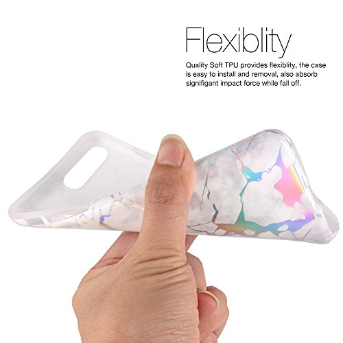 JIAXIUFEN iPhone 7 Plus Funda  Funda de Silicona Suave Case Cover Protecci  n C  scara Soft Gel TPU Carcasa Funda para Apple iPhone 7 Plus iPhone 8 Plus - Shiny Change Color Gray M  rmol Dise  o