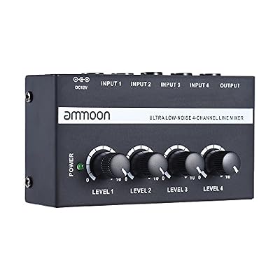 ammoon MX400 Ultra Compact Low Noise 4 canaux ligne mono audio mixer avec adaptateur d'alimentation noir