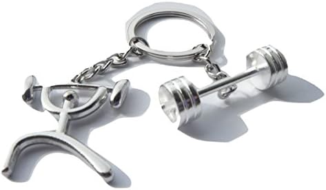 Bodybuilding Weightlifting Key Ring Chrome Metal Key Chain Gift Boxed