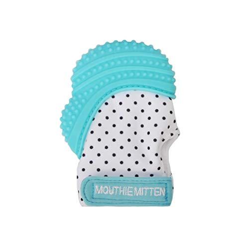 Mouthie Mitten - Mitón manopla de para dentición silicona - diferentes colores - Azul, Recién nacido - 12 meses más o menos