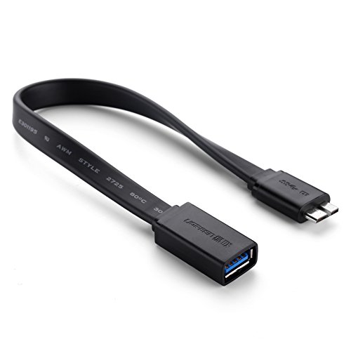 UGREEN Micro USB 3.0 OTG Flach Kabel für Samsung Galaxy Note 3, S5 3.0 Version, Nokia Lumia 2520, Samsung Galaxy Note Pro 12.2 , Tab Pro 12.2 (Flach Schwarz)