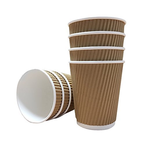 ohofy 100 X 12oz / 360ml Kraft triple walled disposable paper ripple cups