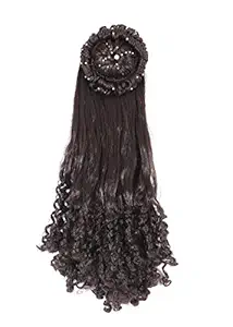 Honbon Curly/Wavy Juda Wig for Women And Girls, Juda Accessories for Women and girls, Hair Extension 20-21 Inches (Black)