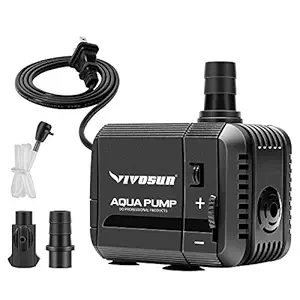 VIVOSUN 210GPH Submersible Pump(800L/H, 8W), Ultra Quiet Water Pump with 3.3ft High Lift, Fountain Pump with 5ft Power Cord, 2 Nozzles for Fish Tank, Pond, Aquarium, Statuary, Hydroponics