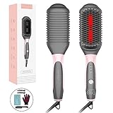 Brosse Lissante Chauffante, ANLAN Brosse Lissante Cheveux Ionique Infrarouge Peigne à Cheveux de la Température Réglable MCH Chauffage Rapide Céramique Anti-échaudage (160-200℃)