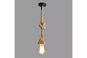 CHAO ZAN 1 pieza paquete,Lámpara Vintage Colgante largo 100 cm Lámpara de Techo de Cáñamo Rústico Retro Estilo Comedor Restaurante Cafe Iluminación Uso（ E27 Bombilla no incluida）