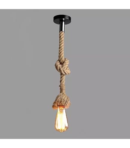 Aigostar E27 Lustre Vintage en Corde de Chanvre à Double Tête,Support de Lampe LED,Maximum Longueur 100CM Ajustable,Lampes ne Comprennent Pas Les Ampoules