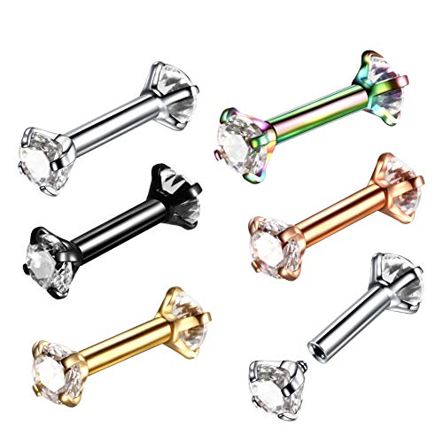 Preisvergleich Produktbild Xinmeitezhubao Nasennagel, galvanisierter Edelstahl-Zirkon-Augenbrauen-Nagel, Piercingschmuck