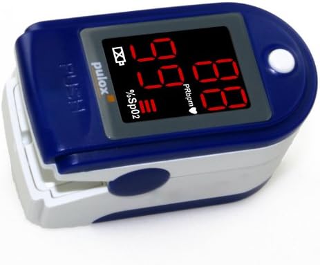 PULOX PO-100 Pulse Oximeter With LED Display Including Hard Case, Duracell Bat, Protective Cover, Nylon Pouch and Lanyard Finger * Colour: blue
