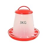 jgashf mangeoire/Abreuvoir en Plastique pour Poulet, 1,5 kg/3kg/6kg, avec Couvercle à poignée Poulet Feeder Abreuvoir pour volaille Poussin Poule caille (3KG)