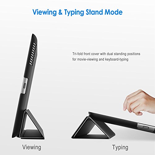 JETech Gold Slim-Fit Folio iPad Case Hülle Tasche Schutzhülle Etui für Apple the New iPad 4 / iPad 4 / iPad 2 mit Multi Ständer Auto Sleep Wake up Funktion (Schwarz) - 3