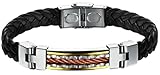 Epinki Herren Edelstahl Pu Leder Schmuck Armbänder Farbe Stitching,19Cm