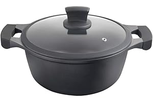 Metaltex XPERT-Cacerola Alta Aluminio Fundido, 24 cm, Antiadherente ILAG 3 Capas, Full Induction válido para Todo Tipo de cocinas, 50 W, 4.1 litros, Negro