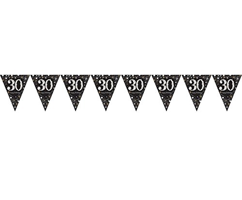 Amscan 9900567 1,8 m gold Celebration 30. Prismatic Happy Birthday Pennant Banner