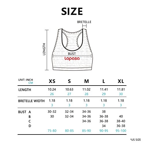 Lapasa Damen Yoga Sport-BH, Nahtlos, Racerback, Push Up ohne Bügel, Sport Bustier, mittlerer Halt für Yoga und Fitness-Training, geschmeidig und luftig, L008 - 7