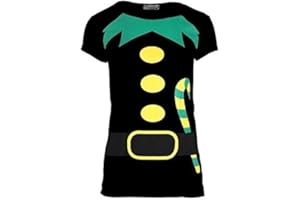 OOPS OUTLET Fashion Star Womens Short Sleeve Christmas Xmas Top Belted Santa Costume Printed Stretch T Shirt