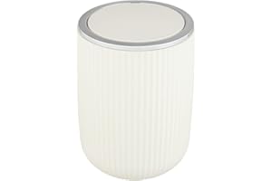 WENKO Secchio con coperchio oscillante Agropoli S crema, 2 litri, secchio per bagno con coperchio, pattumiera in plastica di qualità, modellatura plastica e superficie strutturata, Ø 14,5 x 20 cm