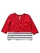 M&Co Baby Girl Stretch Cotton Navy And Red Long Sleeve Stripe Print Bow 2 In 1 Mock Cardigan Top Red 9/12 Mnths