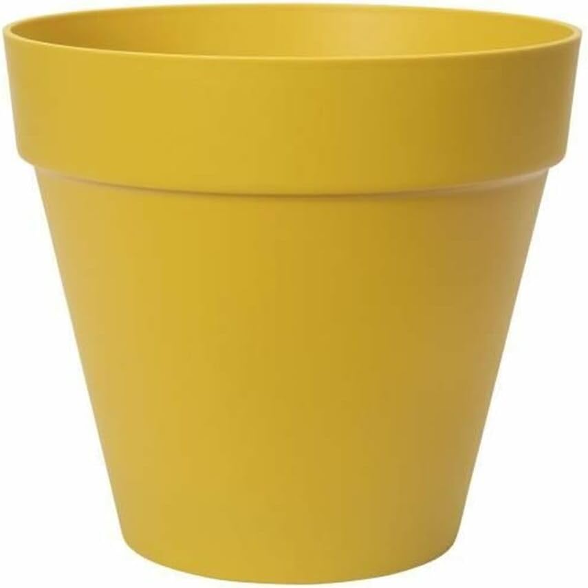 elho Loft Urban Round 25 - Large Plant Pot Outdoor - 100% Recycled Plastic - Ø 24.5 x H 22.0 cm - Yellow/Ochre