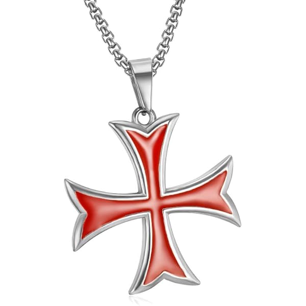 BOBIJOO Pendentif Croix Pattée Templier Doré 17mm – Acier Inox Or 2 Microns + Chaîne 60cm Offerte