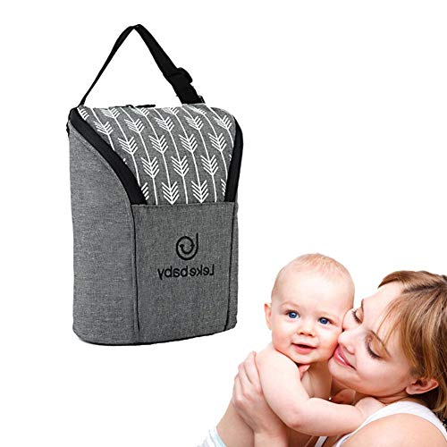 Preisvergleich Produktbild Supertop isolierte doppelte Flaschen-Tasche, tragbare Baby-Flaschen-Einkaufstasche Halten Sie warme und kühle Windel-Beutel-Rucksack für Montag, grau