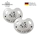 Produktbild ROCK STAR BABY® by Tico Torres Schnuller 2er Set inkl. Schutzkappen - Silikon Slimline Nuckel ohne Ring Größe 1, von 0-6 Monate, Beruhigungssauger für Babys - Black Rose Weiß Perle