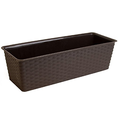 Blumenkasten Balkonkasten Pflanzenkübel Pflanzkasten Blumentopf Polyrattanoptik Braun - 2