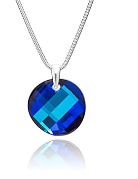 LillyMarie Damen Hals-Silberkette Silber 925 original Swarovski Elements rund blau Schmuck Etui kleine Geschenke...