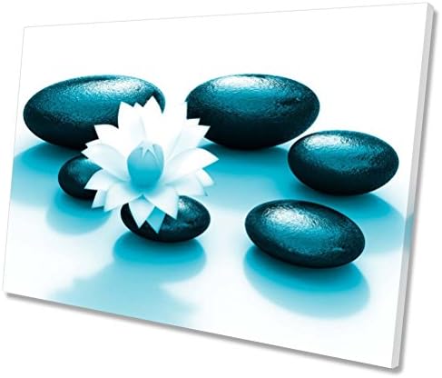 canvasINK Zen Stones Teal Floral CANVAS WALL ART Framed Print 30 x 20 inch