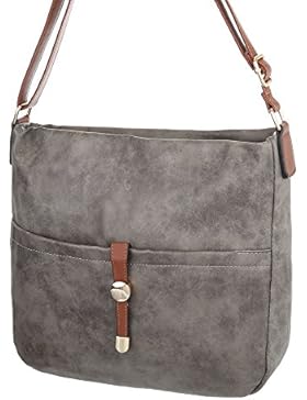 iTal-dEsiGn Damentasche Mittelgroße Schultertasche Umhängetasche Used Optik Kunstleder TA-K657