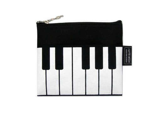 Preisvergleich Produktbild Musik-Themen Mini Münzen-Beutel Reißverschluss-Tasche - Schwarz Weiß Keyboard Design