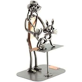 Steelman24 Omino Di Viti Veterinario Con Cane – Portabiglietti Da Visita Con Piastra Incisione Personalizzata
