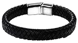 Epinki Herren Leder Schmuck Armbänder Handgelenklet Jahrgang Einfache Gestaltung,Schwarz 20Cm