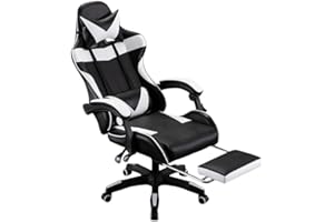 Mi Ko Mi Ka Silla Gaming para Escritorio, Oficina y Juegos Online Giratoria. Silla Cómoda de Altura Ajustable para Gaming ergonómica, de Piel sintética (SILLA-GAMING-813F-BLANCO-GJ)