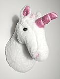cabeza unicornio pared rosa Super suave felpa unicornio blanco cabeza