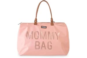 CHILDHOME, Mommy Bag, Sac à Langer, Maternité, Sac de voyage, Grande Contenance, Tapis à Langer, Bandoulière Ajustable, Compartimenté, Poche Isotherme, Passage pour Valise, Rose/Or