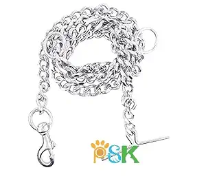 PSK PET MART Steel Dog Chain for Strong Dogs Silver Grind No. 4 ( L- 60 in.) for Very Heavy Dogs