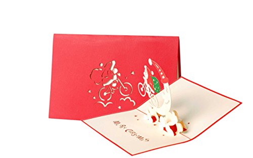 Weihnachtskarte mit Umschlag, Weihnachtsmann auf Fahrrad, Gutschein, Klappkarte, edel, klassisch, besonders, christlich, hochwertig, lustig, Adventskarte, Geschenkidee, Frohe Weihnachten, W25 Weihnachtskarte mit Umschlag, Weihnachtsmann auf Fahrrad, Gutschein, Klappkarte, edel, klassisch, besonders, christlich, hochwertig, lustig, Adventskarte, Geschenkidee, Frohe Weihnachten, W25