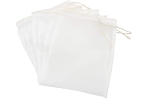 HOCADRV 6 Pezzi Sacchetto Filtro per Acquario 145 Micron Sacchetti Filtro a Rete con Coulisse per Acquario bio Palline, Carbone Attivo, Carbone Pellettato, Bianco